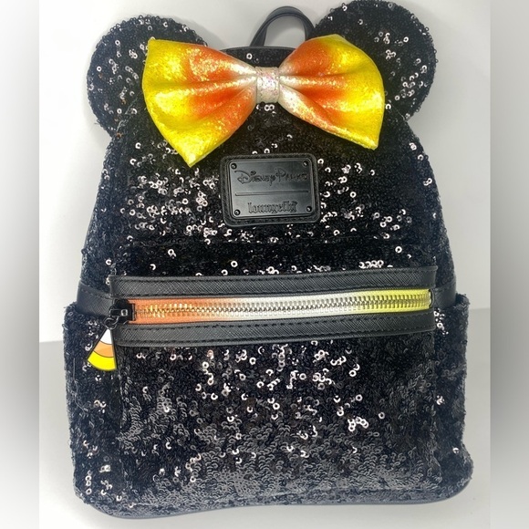 New Disney LoungeFly Limited Edition Candy Corn Halloween Sequins Mini Backpack main image 8